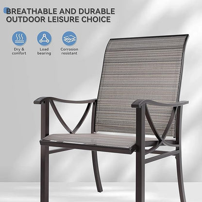 Kurapika 9-Piece Patio Dining Set, Outdoor Large Table with Umbrella Hole, 6 Stationary Chairs and 2 Swivel/Rocking Chairs, Patio Furniture Set for Garden, Deck, Porch, Pool All Weather, Brown
