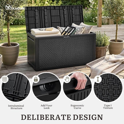 YITAHOME 95 Gallon Large Outdoor Deck Box | Lockable Waterproof Resin Storage - Image 4