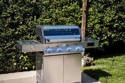 Monument Grills 4-Burner Liquid Propane Gas Smart bbq Grill Denali 425 with Stainless Steel Rotisserie Kit(2 Items)