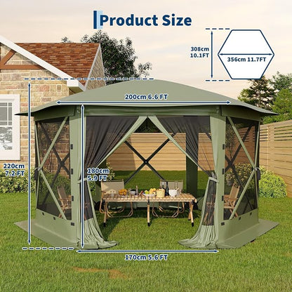 11.5FT Pop-Up Gazebo Tent with Mesh Netting, Removable Top & Wind Cloths | - Image 6