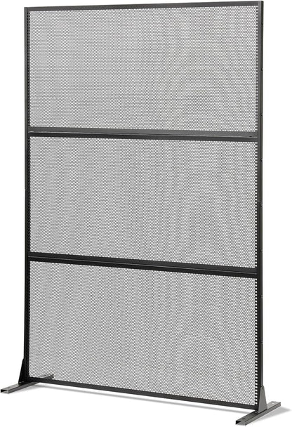 Giantex Metal Privacy Screen 72''H x 48''W, Powder-Coated Decorative Outdoor Fence Panel, Wall Divider for Room Separation, Freestanding Patio Divider with H-Shaped Base for Yard (Mesh Pattern)