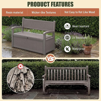 80 Gallon Outdoor Storage Bench, Resin Outdoor Storage Box - Image 6