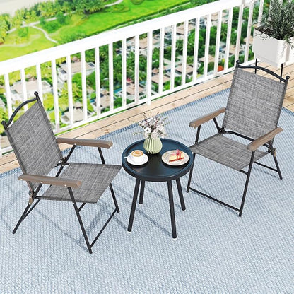 GIANTEX Set of 4 Patio Folding Chairs, Outdoor Patio Dining Chairs w/Armrest - Image 9
