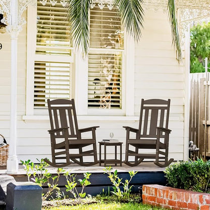 LUE BONA Outdoor Rocking Chairs Set of 4, Weather Resistant HDPS Poly Rocker - Image 3