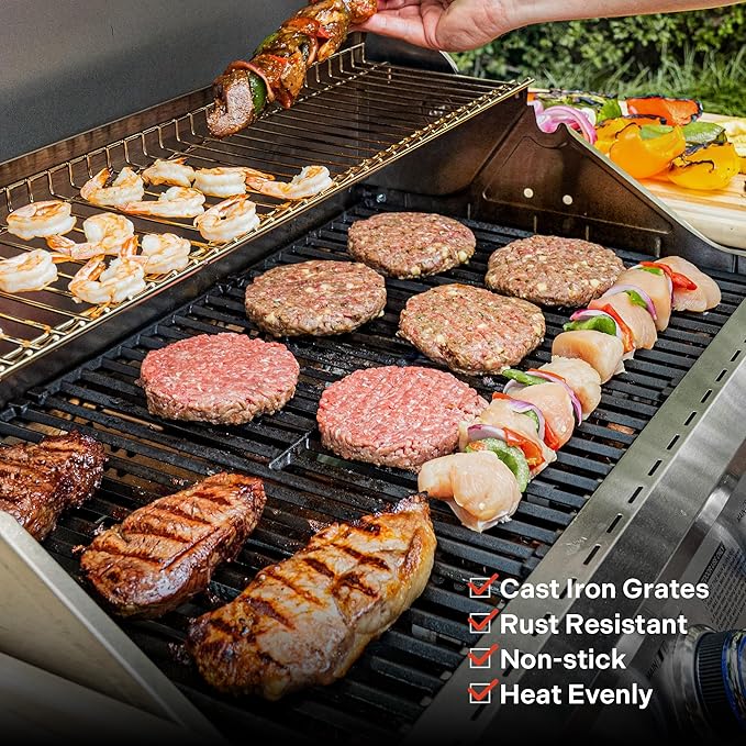 Monument Grills Larger 4-Burner Propane Gas Grills Stainless Steel with BBQ Cover(2 Items), Outdoor Use