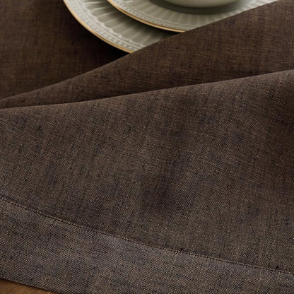 Solino Home Linen Table Runner 90 Inches Long - Athena, 100% Pure Linen Chambray Brown Table Runner 14 x 90 Inch for Dining, Winter