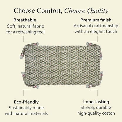CPC Tablecloth 100% Cotton 70x118 Inch Indian Block Print Easter Rectangle Table Cover, Table Cloth for Weddings, Parties- Jade Green 10-Seater
