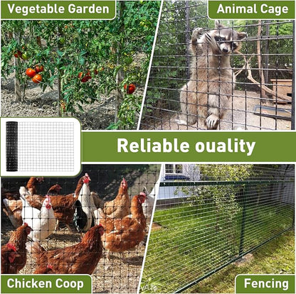 Wire Fence, 36 in x 50 ft PVC Coated Welded Wire Fence, 16GA Garden Border Vinyl Metal Chicken Wire Fencing Mesh Roll for Chicken Poultry Coop, Animal, Fencing，Garden Protection