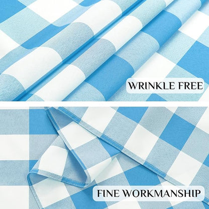 Softalker Gingham Checkered Tablecloth Rectangle - Outdoor Waterproof Buffalo Plaid Table Cloth, Stain Resistant Washable Table Cover for Picnic, Camping, Dining - Blue and White, 54 x 78 Inch