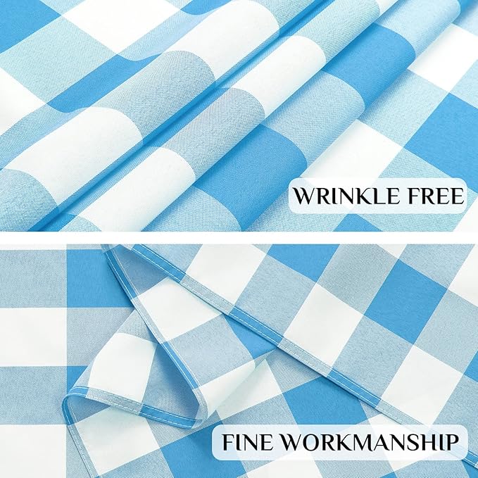 Softalker Gingham Checkered Tablecloth Rectangle - Outdoor Waterproof Buffalo Plaid Table Cloth, Stain Resistant Washable Table Cover for Picnic, Camping, Dining - Blue and White, 60 x 102 Inch