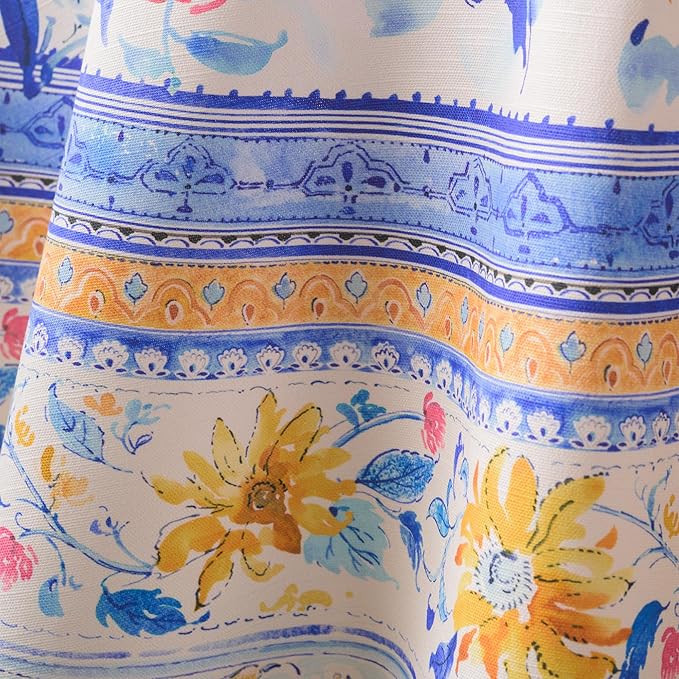 Maison d'Hermine Table Cloth Round Table 100% Cotton Tablecloth for Dining Room, Farmhouse, Home, Hotel, Parties & Wedding - Ideal for Easter Decorations Spring & Summer (Girassol, 63" Round)