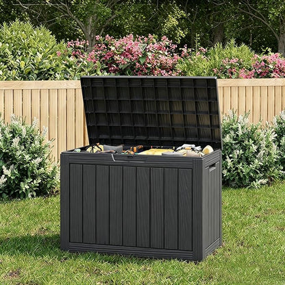 55 Gallon Outdoor Storage Box, All-Weather Resin Deck Box Outdoor Waterproof by KAMABOKO