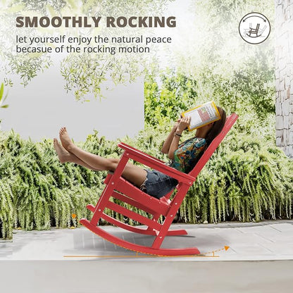LUE BONA Rocking Chair Outdoor, Weather Resistant Poly Plastic Rocker Chairs - Image 5