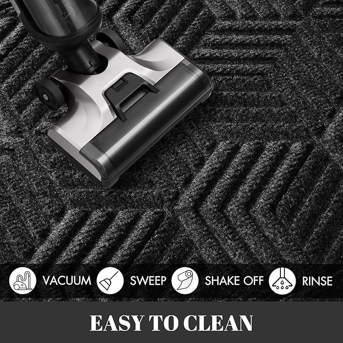 Yimobra Extra Large Door Mat 60x32, All-Season Waterproof Outdoor Mats for Front Door Entrance with Drainage Holes, Heavy Duty Non-Slip Doormat for Garage Patio Entryway Indoor, Black