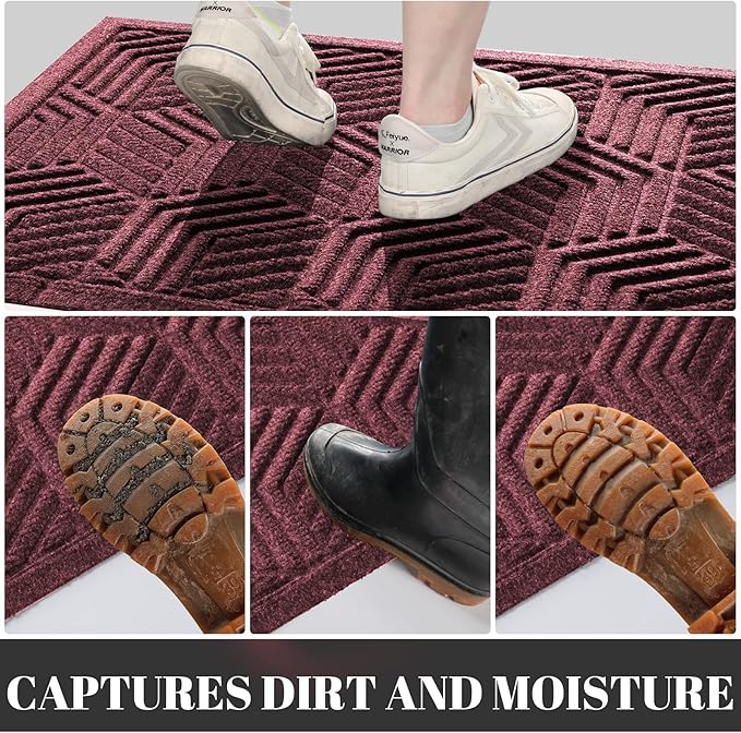 Yimobra Outdoor Indoor Runner Mat 72x24, All-Season Waterproof Entrance Mat for Front Door with Drainage Holes, Heavy Duty Non-Slip Doormat for Garage Patio Entryway, Red