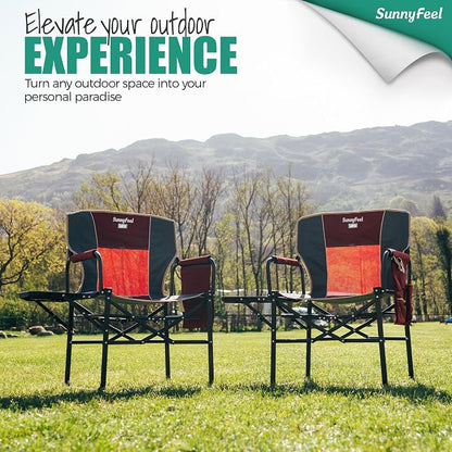 SUNNYFEEL Camping Directors Chair, Heavy Duty, Oversized Portable Folding Chair - Image 4