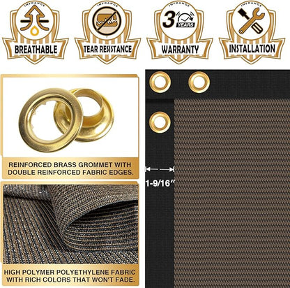 Privacy Fence Screen 8' x 50' Heavy Duty Mesh Windscreen Cloth Brown