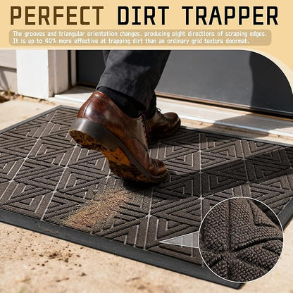 Yimobra Outdoor Mats for Front Door 29.5x17, Stops Mud & Dirt at Entrance, Fits Garage & Patio, All-Weather Waterproof Non Slip Outdoor Indoor Welcome Mat, Brown