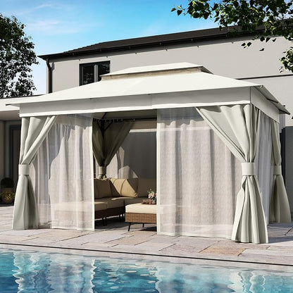 10'x13' Outdoor Gazebo, Metal Frame Heavy Duty Patio Canopy Tent Shelter - Image 3