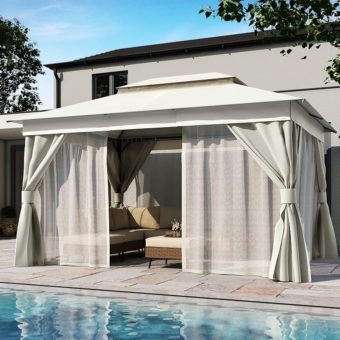 10'x12' Outdoor Gazebo, Heavy Duty Metal Frame Patio Canopy - Image 7