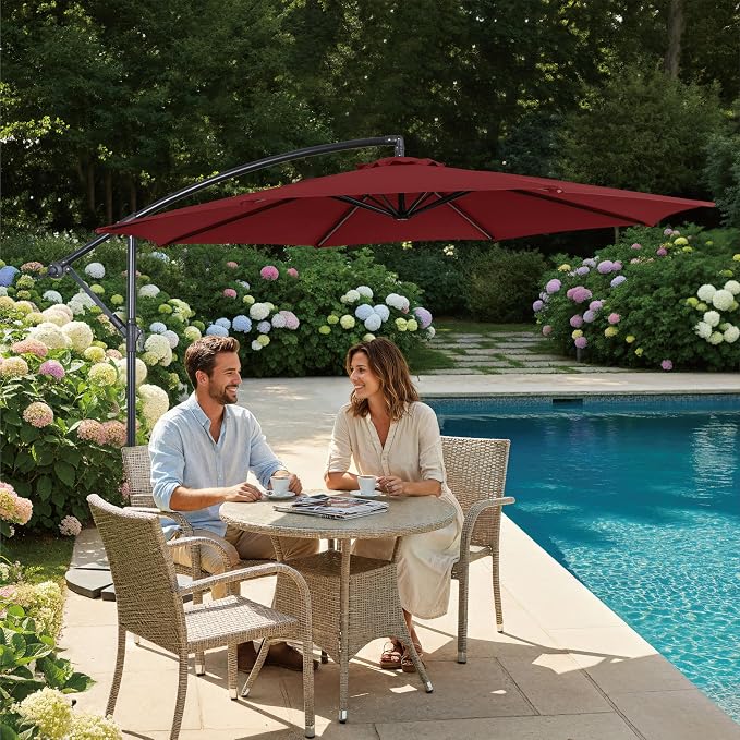 10FT Outdoor Offset Umbrella, Cantilever Patio Umbrella - Image 7