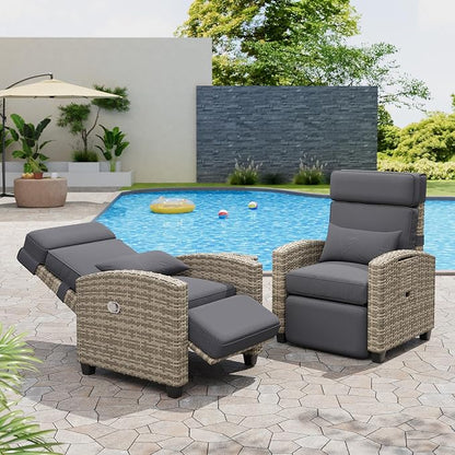 2PCS Outdoor Recliner Chair, Reclining Patio Chairs by SunnyFurn