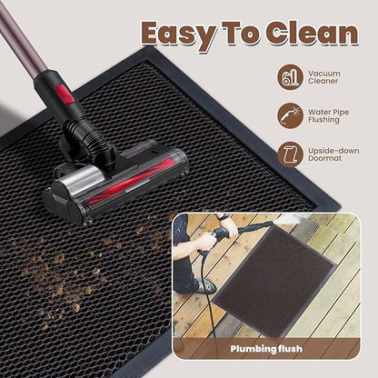 Outdoor Indoor Door Mats for Entryway, Heavy Duty and Durable All-Weather Entry Mat, Low Profile, Non-Slip and Easy Clean Outdoor Doormat for Entrance, Patio and Garage (Brown 47"x31")