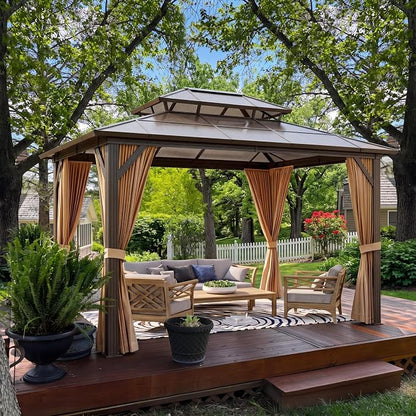 GAOMON 10x12ft Gazebo, Hardtop Outdoor Canopy Aluminum Frame Permanent Gazebo by GAOMON