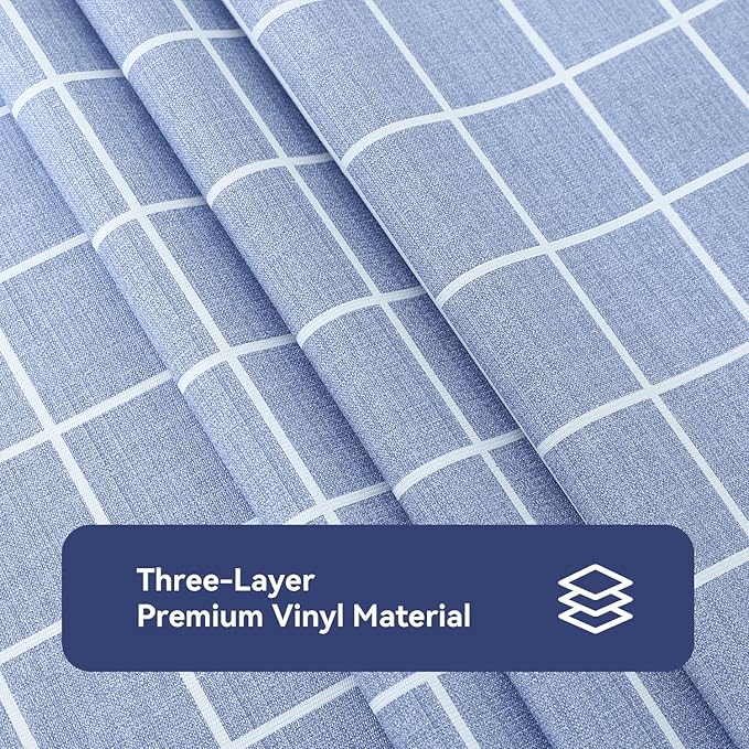 Romanstile Rectangle Vinyl Tablecloth, 100% Waterproof Oil-Proof Checkered Plastic Table Cloth, Heavy Duty Wipeable Table Covers for Dining, Camping, Picnic, Outdoor - 54 x 108 Inch, Blue