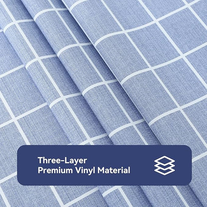 Romanstile Rectangle Vinyl Tablecloth, 100% Waterproof Oil-Proof Checkered Plastic Table Cloth, Heavy Duty Wipeable Table Covers for Dining, Camping, Picnic, Outdoor - 54 x 108 Inch, Blue
