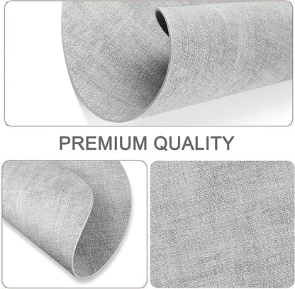 Round Faux Leather Placemats and Coasters, Set of 8, Reversible Heat Resistant Non-Slip Table Mats, Waterproof Wipeable Place Mats for Dining Table, Washable for Indoor & Outdoor (8, Light Grey)
