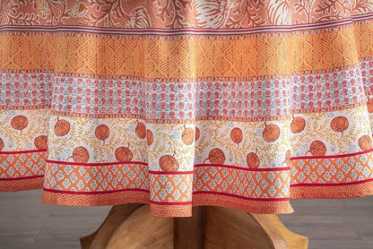 Maison d' Hermine Table Cloth Round Table 100% Cotton 63 Inches Fall Tablecloth Reusable Everyday Use for Thanksgiving Christmas Decorations Dining Farmhouse Party (Harvest Festival)