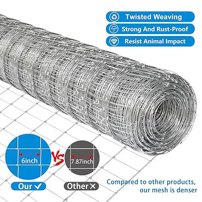 10GA 2.2MM Super Thick Heavy-Duty Farm Fence 4ft x 100ft Heavy Zinc Coating Cattle Fence,Galvanized Field Wire Fencing Deer Fence,Goat Fence,Hog Wire Fencing for Yard Livestock & Animals Protection