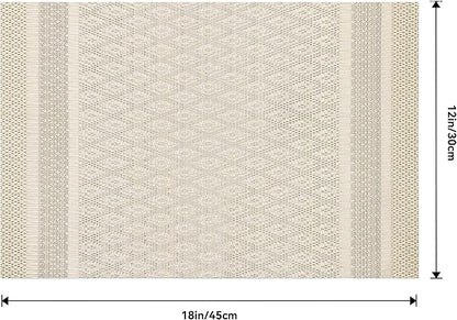 Leetaltree Stardust Yellow Placemats Set of 12 - Heat Resistant Non-Slip Place mats for Dining Table, Washable Durable PVC Vinyl Woven Table Mats（Stardust Yellow, 12）