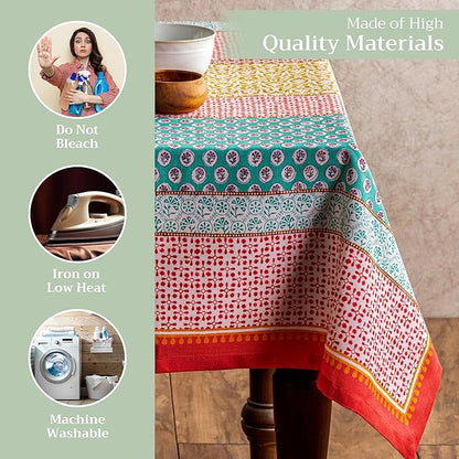 Maison d' Hermine Table Cloth Rectangle Table 100% Cotton 60 x 90 Inches Tablecloth Reusable Decorative Everyday Use for Dining Room, Farmhouse, Home, Party, Festive & Wedding Spring Summer - Provence