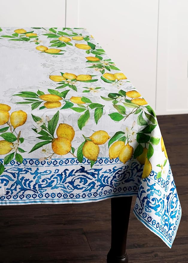 Maison d' Hermine Table Cloth Rectangle Table 100% Cotton 60 x 120 Inches Tablecloth Reusable Decorative Everyday Use for Dining Room, Farmhouse, Home, Party, Festive & Wedding Spring Summer - Cedrat