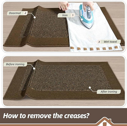 BEQHAUSE Indoor Door Mat 24" x 36", Dirt Trapper Door Mats Non-Slip Entryway Rugs Washable, Resist Dirt Absorbent Welcome Mat, Low Profile Floor Mats for Front Back Door and Entryway, Brown