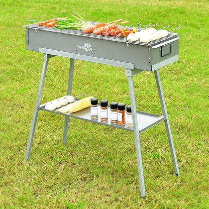 WILLBBQ Charcoal Grills Commercial Quality Portable Hibachi BBQ Lamb Skewer Foldable Camping Barbecue Grill for Outdoor Cooking & Camping(31.6x10.3x5.1 inch) - The Perfect Gifts for Grill Lovers