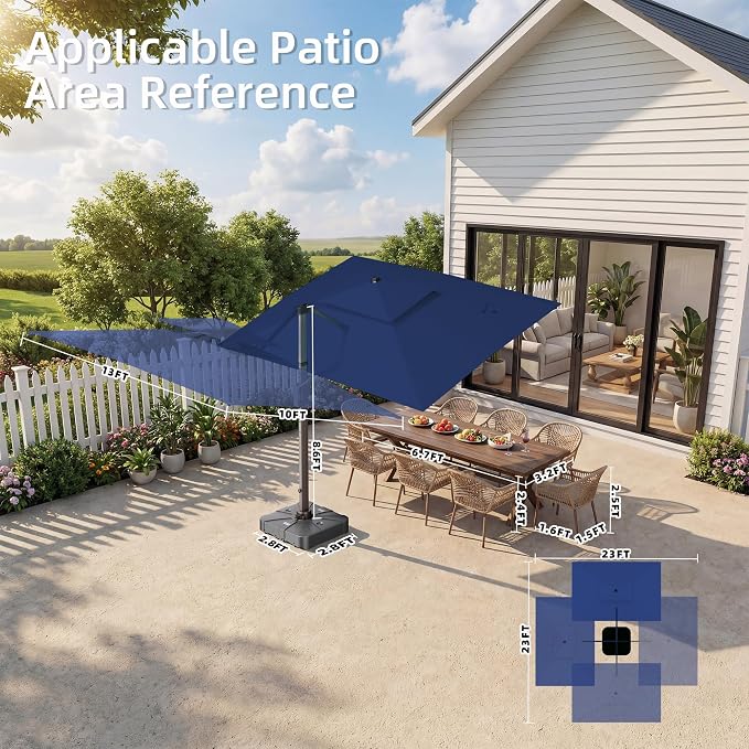 Deconk 10' X 13' Patio Cantilever Outdoor Umbrella - Image 9