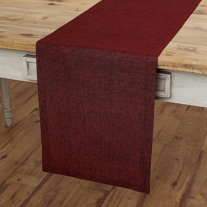 Solino Home Linen Table Runner 72 Inches Long - Athena, 100% Pure Linen Red Garnet Dining Table Runner 14 x 72 Inch for Valentines, Winter