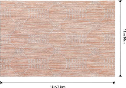 Leetaltree Coral Placemats Set of 12 - Heat Resistant Non-Slip Place mats for Dining Table, Washable Durable PVC Vinyl Woven Table Mats（Coral, 12）