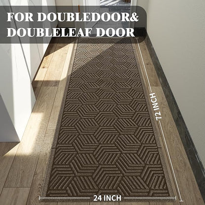 Yimobra Outdoor Indoor Runner Mat 72x24, All-Season Waterproof Entrance Mat for Front Door with Drainage Holes, Heavy Duty Non-Slip Doormat for Garage Patio Entryway, Brown