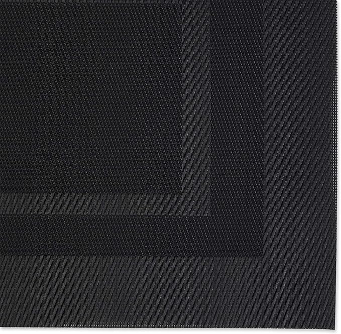 DII PVC Tabletop Collection Woven Indoor/Outdoor, Placemat Set, 13x17.25, Black, 6 Piece (Pack of 12)