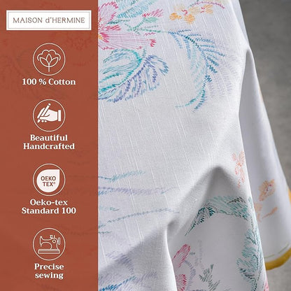 Maison d' Hermine Table Cloth Round Table 100% Cotton 69 Inches Tablecloth Reusable Decorative Everyday Use for Dining Room, Farmhouse, Home, Party, Festive & Wedding Spring Summer - Paradise Island
