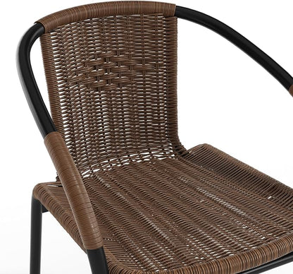Flash Furniture Lila Medium Brown Rattan Indoor-Outdoor Restaurant Stack Chair - Image 11