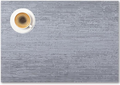 Placemats Set of 12 - Easy Clean Woven Vinyl Placemat for Dining Table, Indoor/Outdoor Place Mats, Washable PVC Table Mats（Gray）