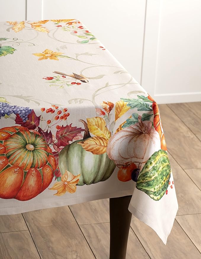 Maison d' Hermine Table Cloth Rectangle Table 100% Cotton 60 x 108 Inches Fall Tablecloth Reusable Everyday Use for Thanksgiving Christmas Decorations Dining Farmhouse Party (Lumina)