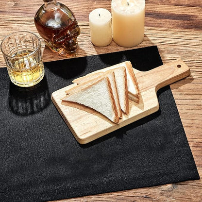 Mebakuk Linen Farmhouse Table Runner Large Burlap Style Soft and Waterproof Decorative Fabric Runner for Outdoor Wedding and Dinner (14 x 60 Inch, Black)