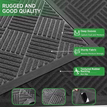 Front Door Mat, Heavy Duty Indoor Outdoor Doormat, 72" x 48" Low Profile Outdoor Mats for Home Entrance, Stain and Fade Resistant Welcome Mat Ideal for High Traffic Area, Diamond Grey