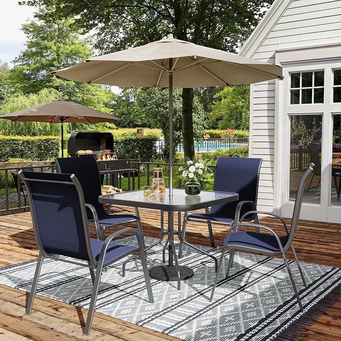 Amopatio Patio Chairs Set of 4, Outdoor Stackable Dining Chairs - Image 2